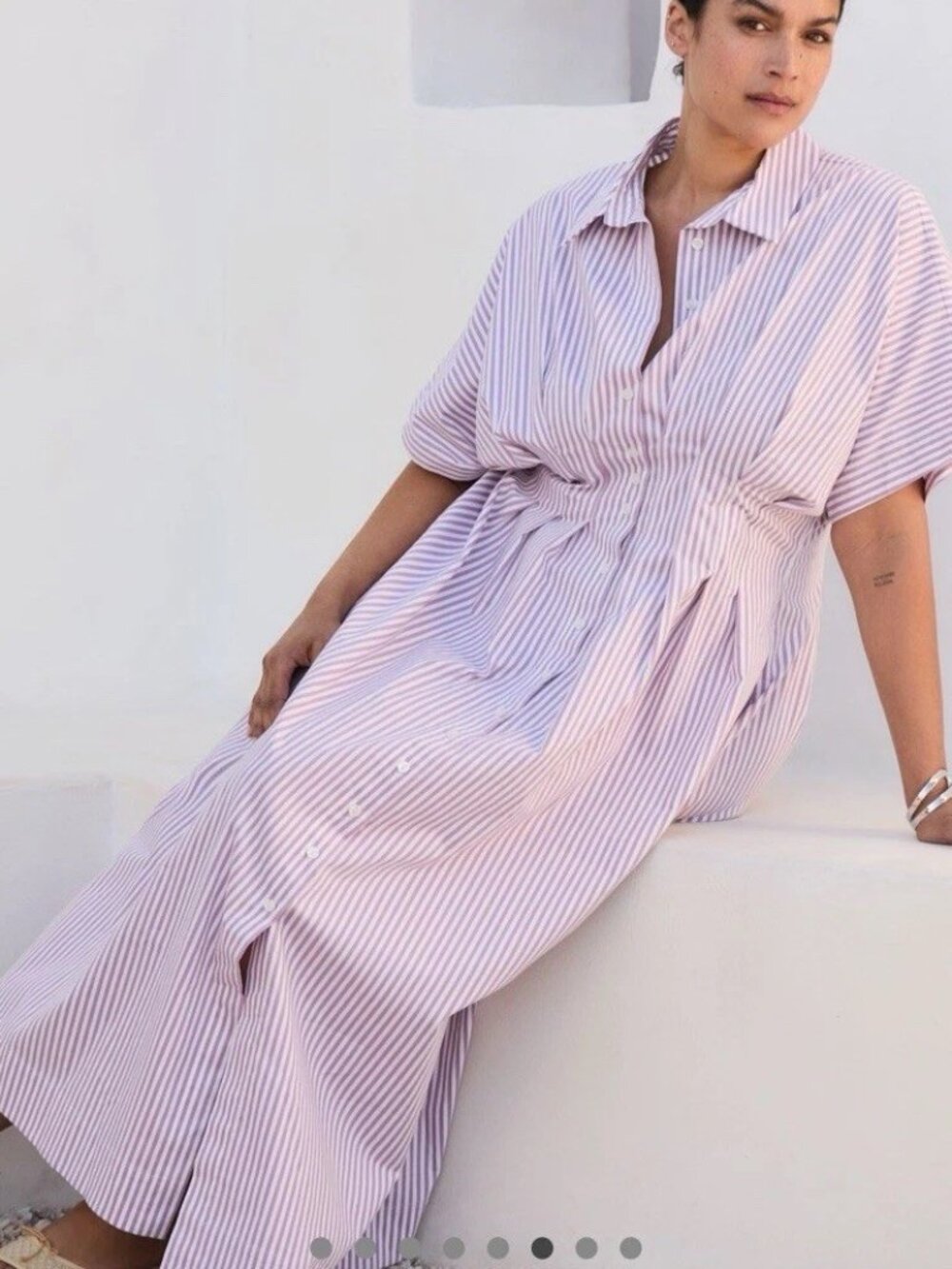 Anthropologie The Tobie Shirt Dress by Exquise Purple Stripe Maxi Size XL NWT - Picture 5 of 9